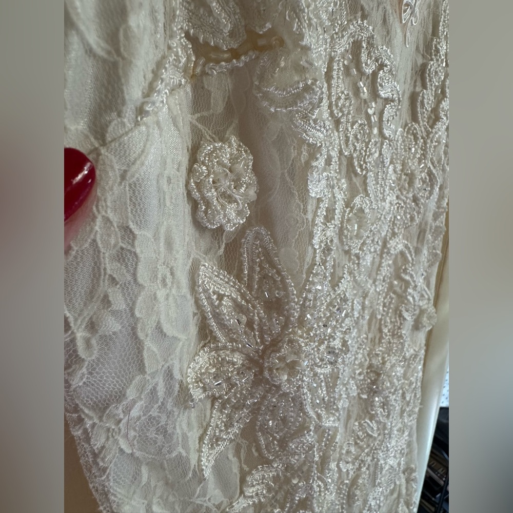 Like New!! Sue Wong Size 8 Ivory Lace Beaded Dress👰🏼‍♀️ - Picture 5 of 11